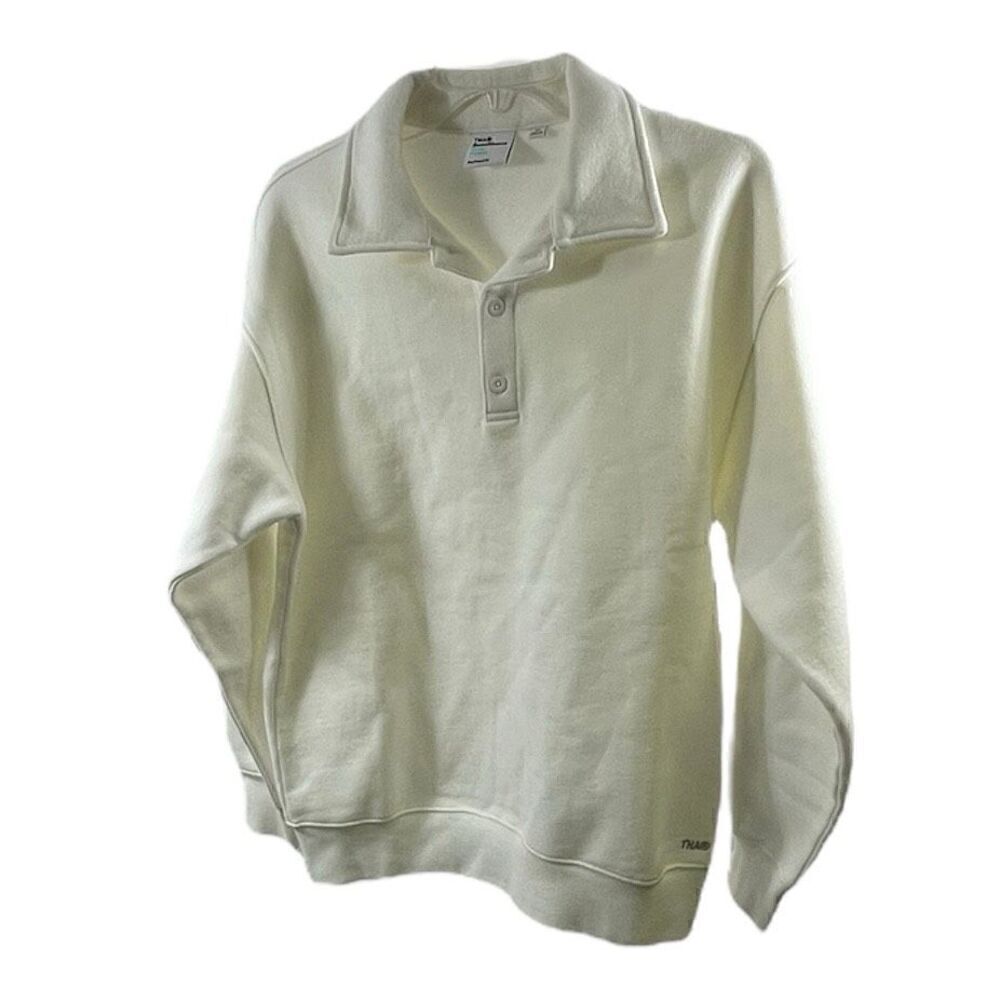 TNA Aritzia Sweatfleece Cozy Fleece Boyfriend Fit in Ivory Size XS
